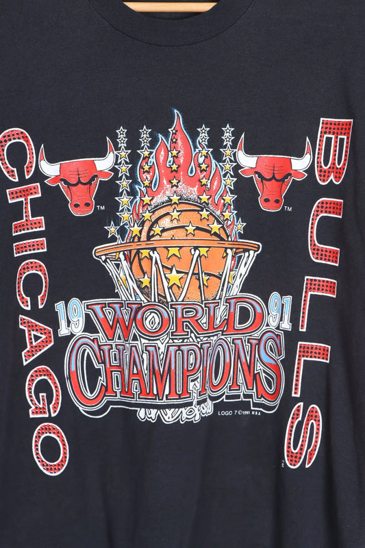 Vintage NBA 1991 Chicago Bulls World Champions LOGO 7 T-Shirt (M-L) Vintage Sole Melbourne