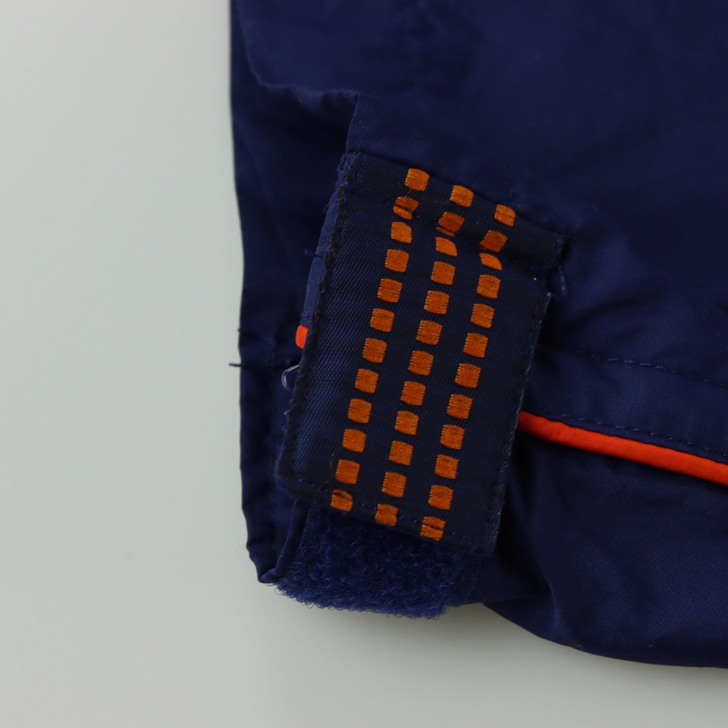 ADIDAS Embroidered Logo Velcro Navy & Orange Track Pants (M)