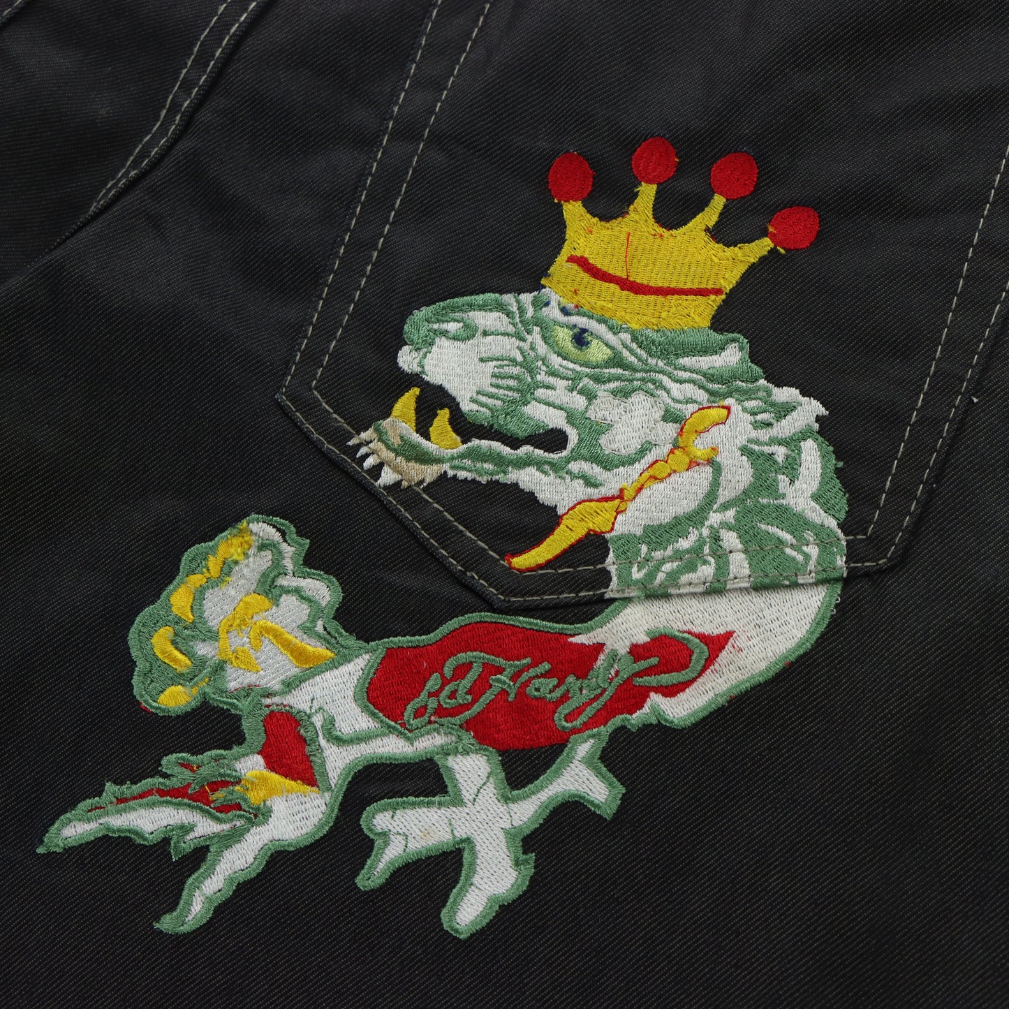 ED HARDY X CHRISTIAN AUDIGIER 2010 Embroidered Italy Made Jeans (38x32)