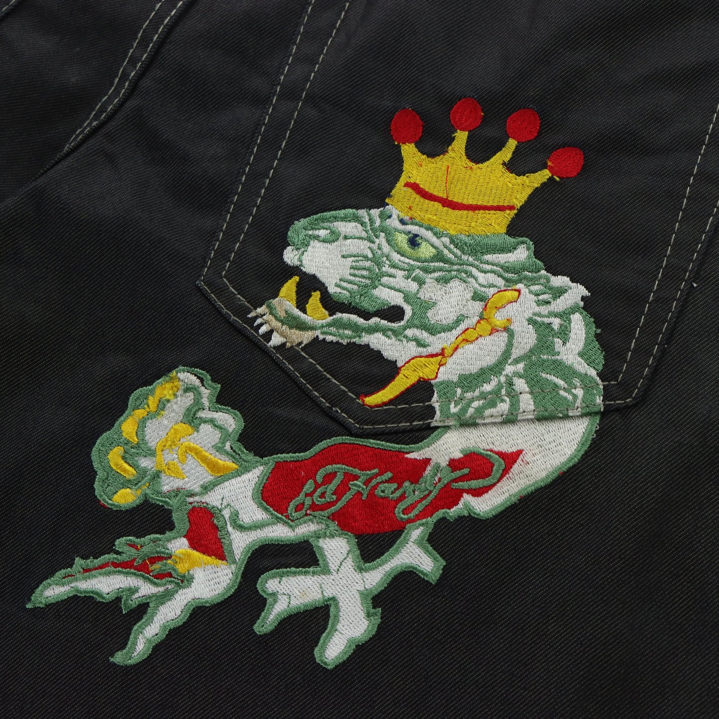 ED HARDY X CHRISTIAN AUDIGIER 2010 Embroidered Italy Made Jeans (38x32) Vintage Sole Melbourne