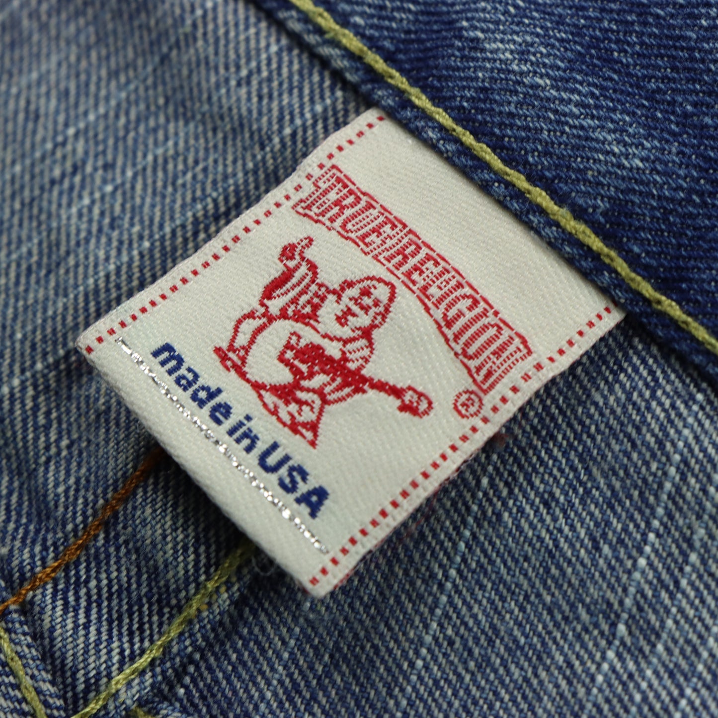 TRUE RELIGION Y2K Embroidered Johnny Buddha Guitar USA Made Jeans (40/33)