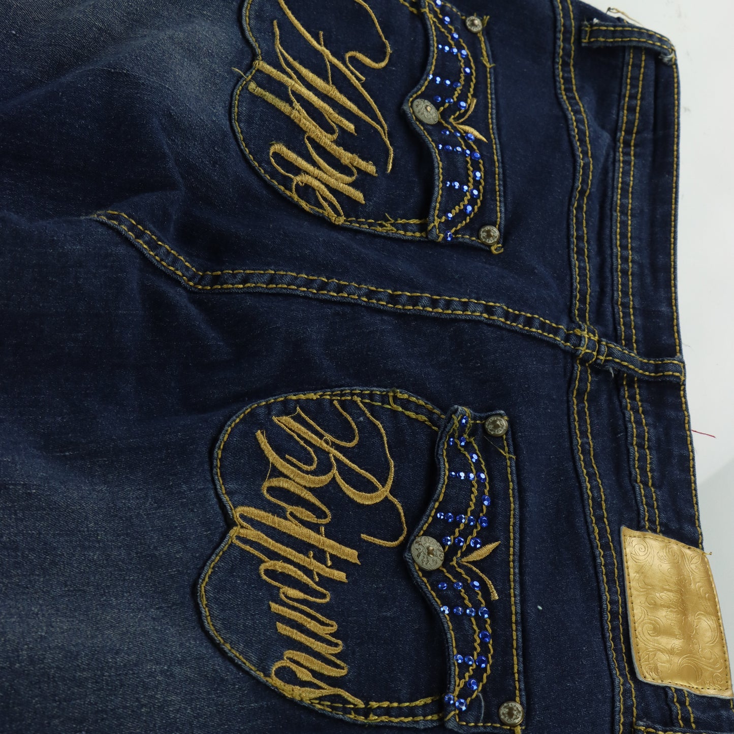 APPLE BOTTOMS Y2K Embellished Embroidered Dark Wash Jeans (13/14)
