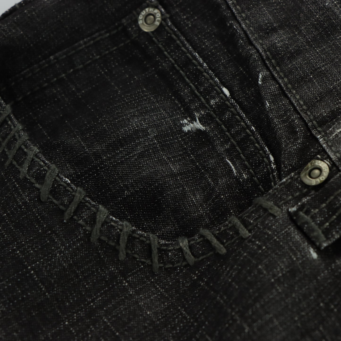 SOUTH POLE Y2K Embroidered Distressed Grunge Black Faded Jeans (40)