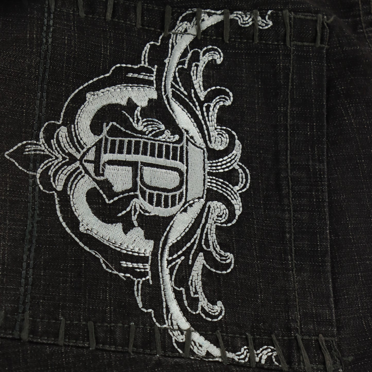 SOUTH POLE Y2K Embroidered Distressed Grunge Black Faded Jeans (40)