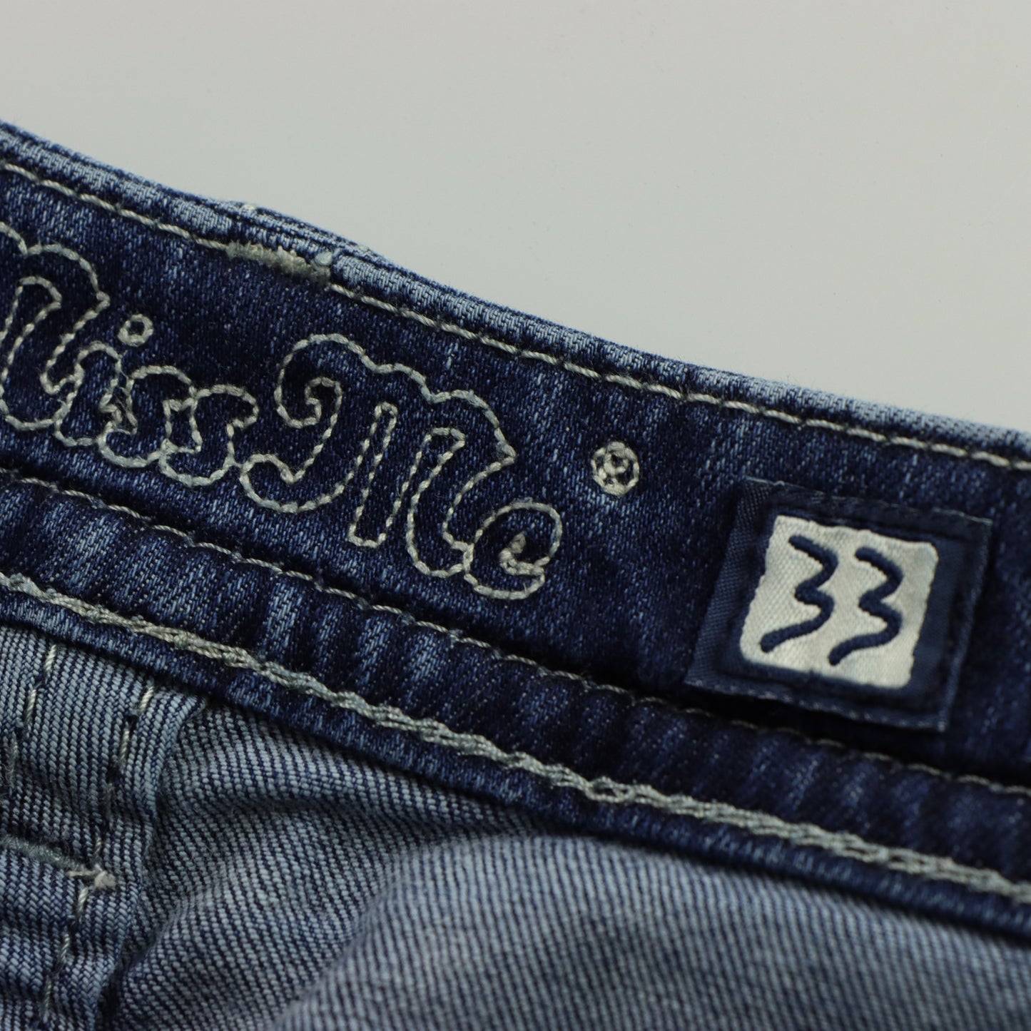 MISS ME Y2K Embellished Feather Pocket 'Mid Rise Curvy Boot' Jeans (33)