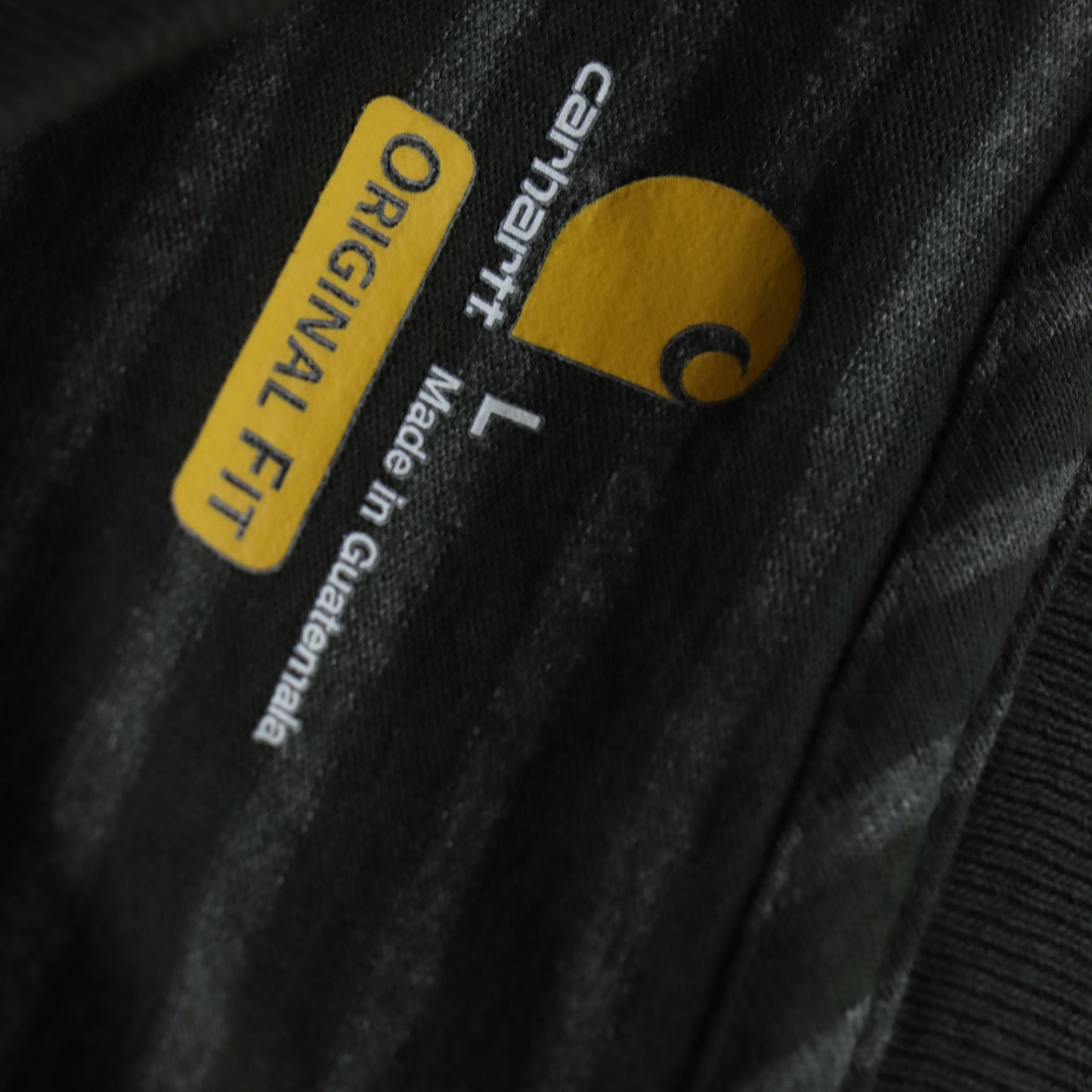 CARHARTT 'Original Fit' Black & Grey Striped Pocket Tee (L-XL)