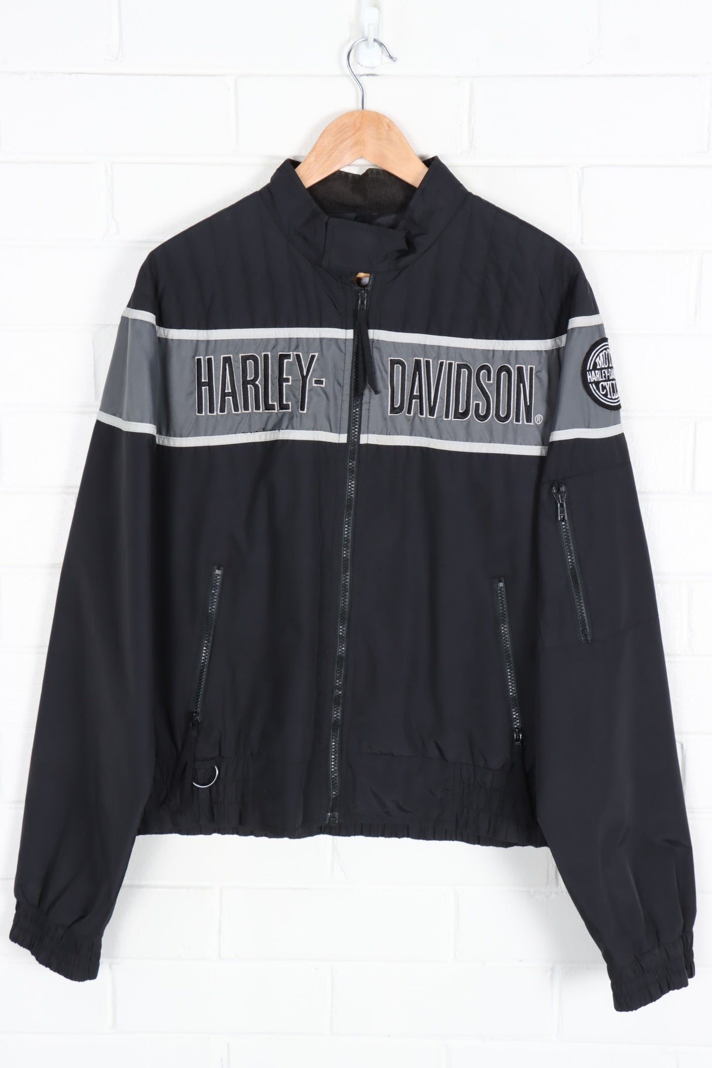 HARLEY DAVIDSON Embroidered USA Made Cord Collar Jacket (L)