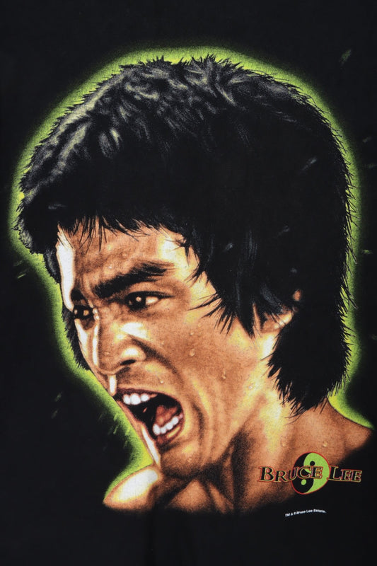 CHANGES 90’s Bruce Lee Portrait Martial Arts Black T-Shirt (XL)