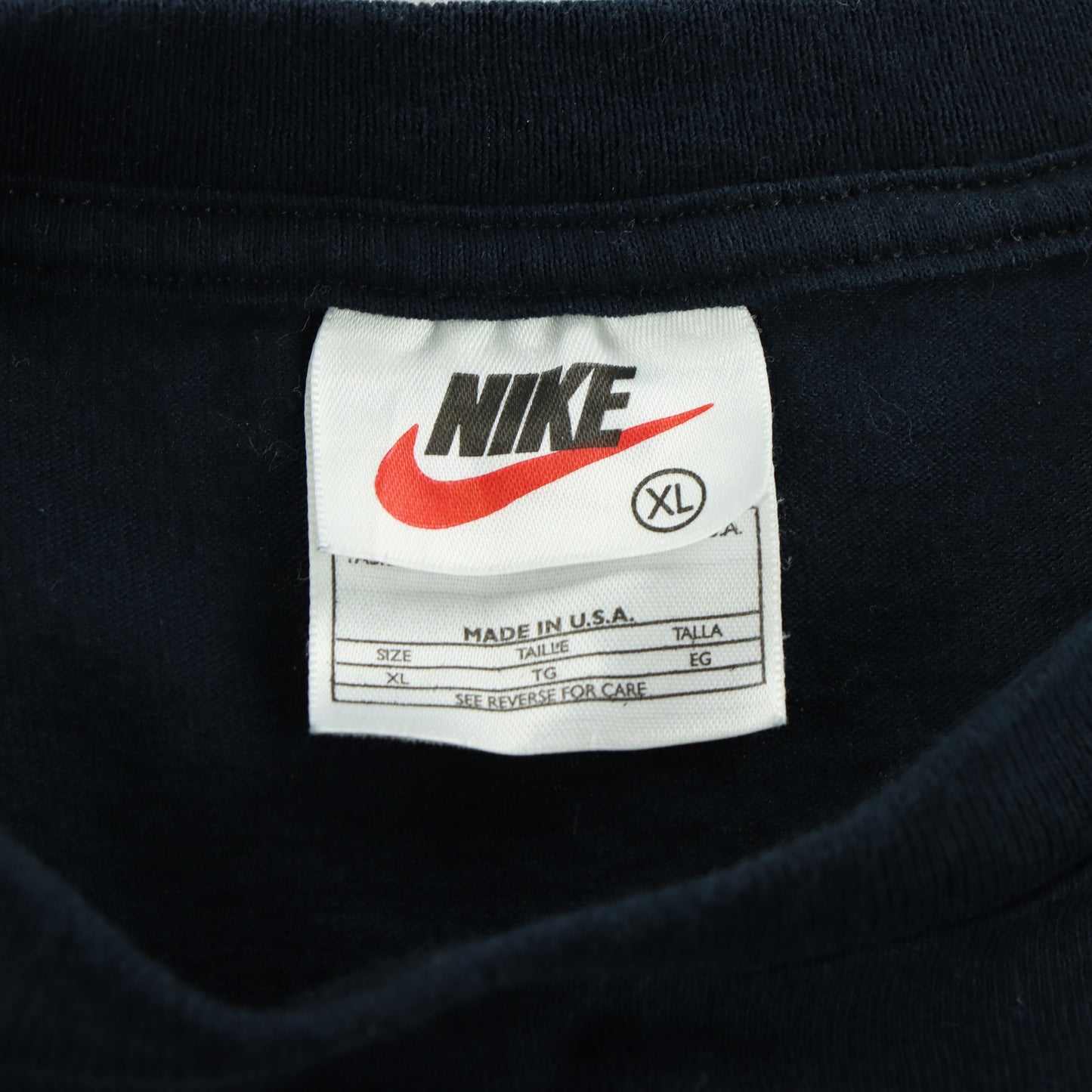 NIKE Embroidered Swoosh Logo USA Made Classic Black T-Shirt (XL-XXL)