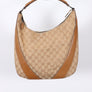 GUCCI Monogram GG Canvas Beige Leather Hobo Shoulder Bag