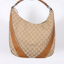 GUCCI Monogram GG Canvas Beige Leather Hobo Shoulder Bag