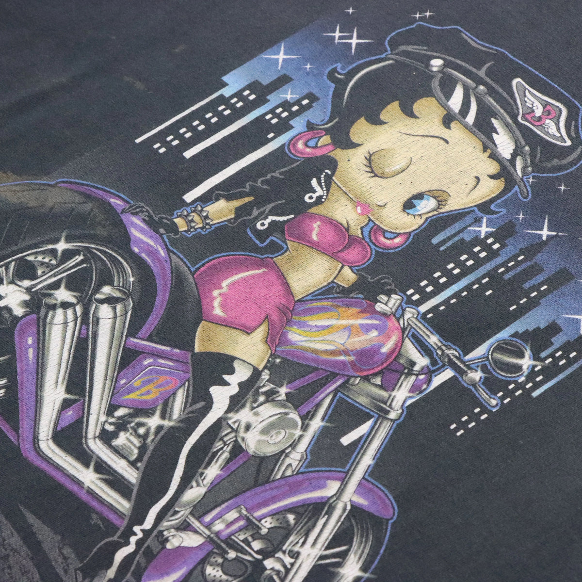 Vintage BETTY BOOP Y2K City Police Chopper Cartoon T-Shirt (XL) Vintage Sole Melbourne