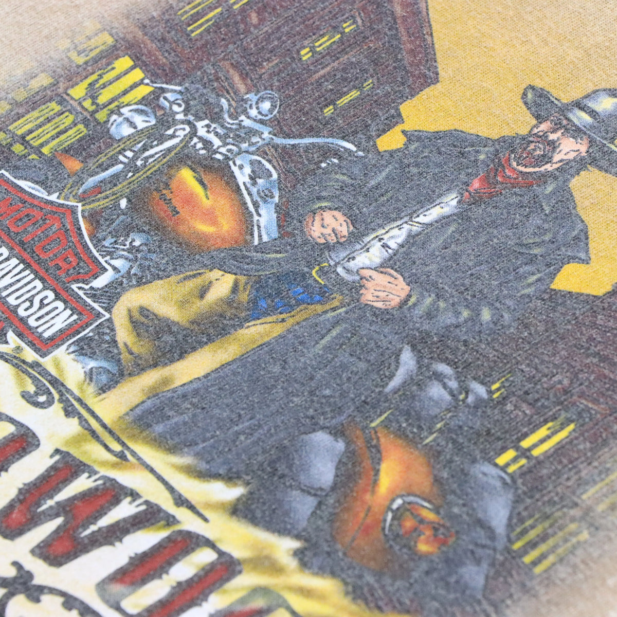 Vintage HARLEY DAVIDSON 'Deadwood' Cowboy Flame Motorcycle T-Shirt (XXL) Vintage Sole Melbourne