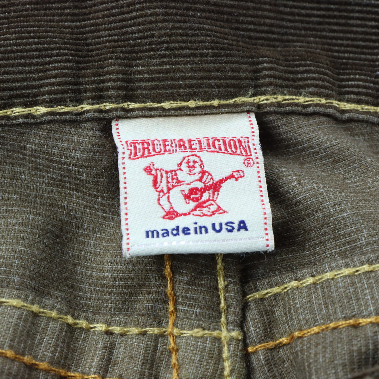 TRUE RELIGION Brown Corduroy 'Joey Big T' USA Made Flare Jeans (36 x 33)