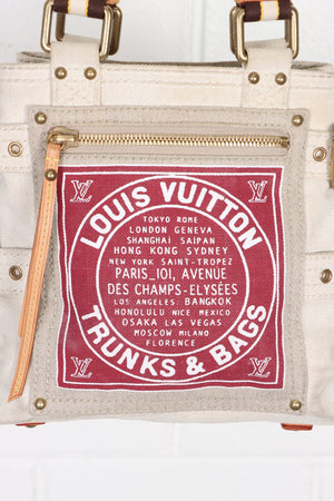 LOUIS VUITTON 'Globe Shopper' PM Red Toile Tote Bag France Made