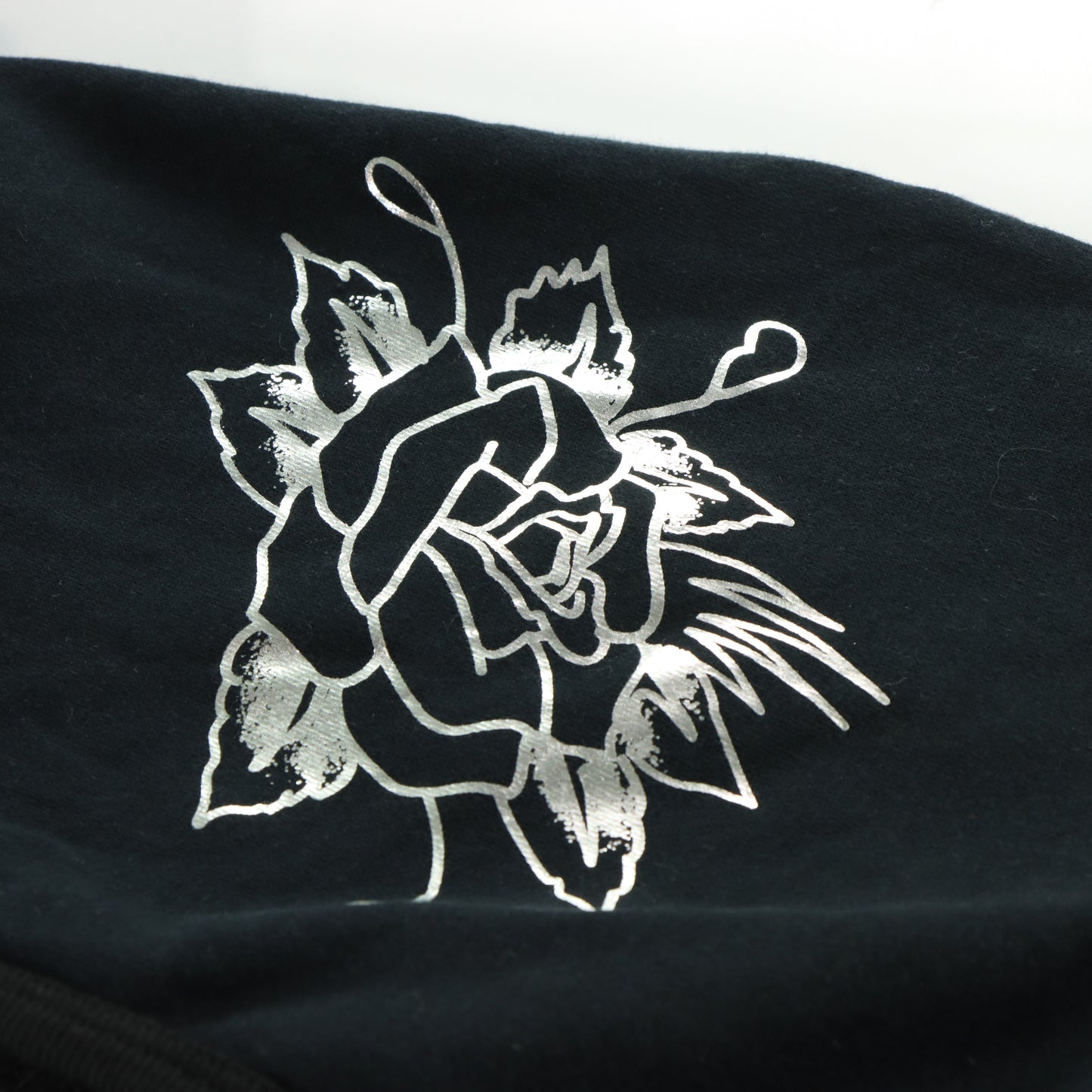 ED HARDY Silver Foil "Love Kills Slowly" Skulls & Roses Black Hoodie Sweatshirt (XL-XXL)