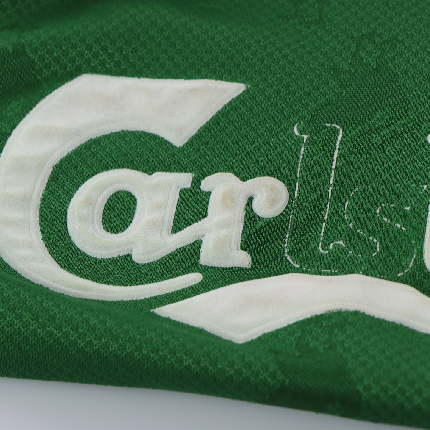 REEBOK Liverpool 1996/1997 UK Made Felt Patch Green Long Sleeve Soccer Jersey (M)