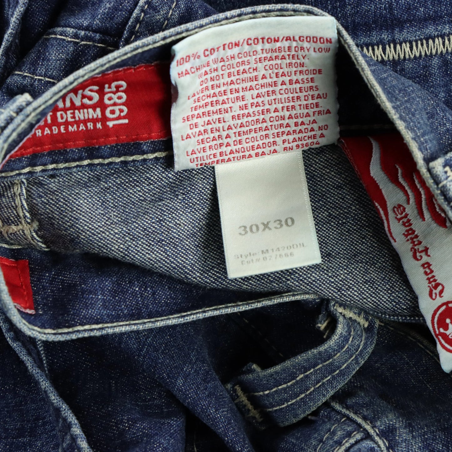 JNCO Dark Denim Full Cotton Vintage Embroidered Jeans (30X30) Vintage Sole Melbourne