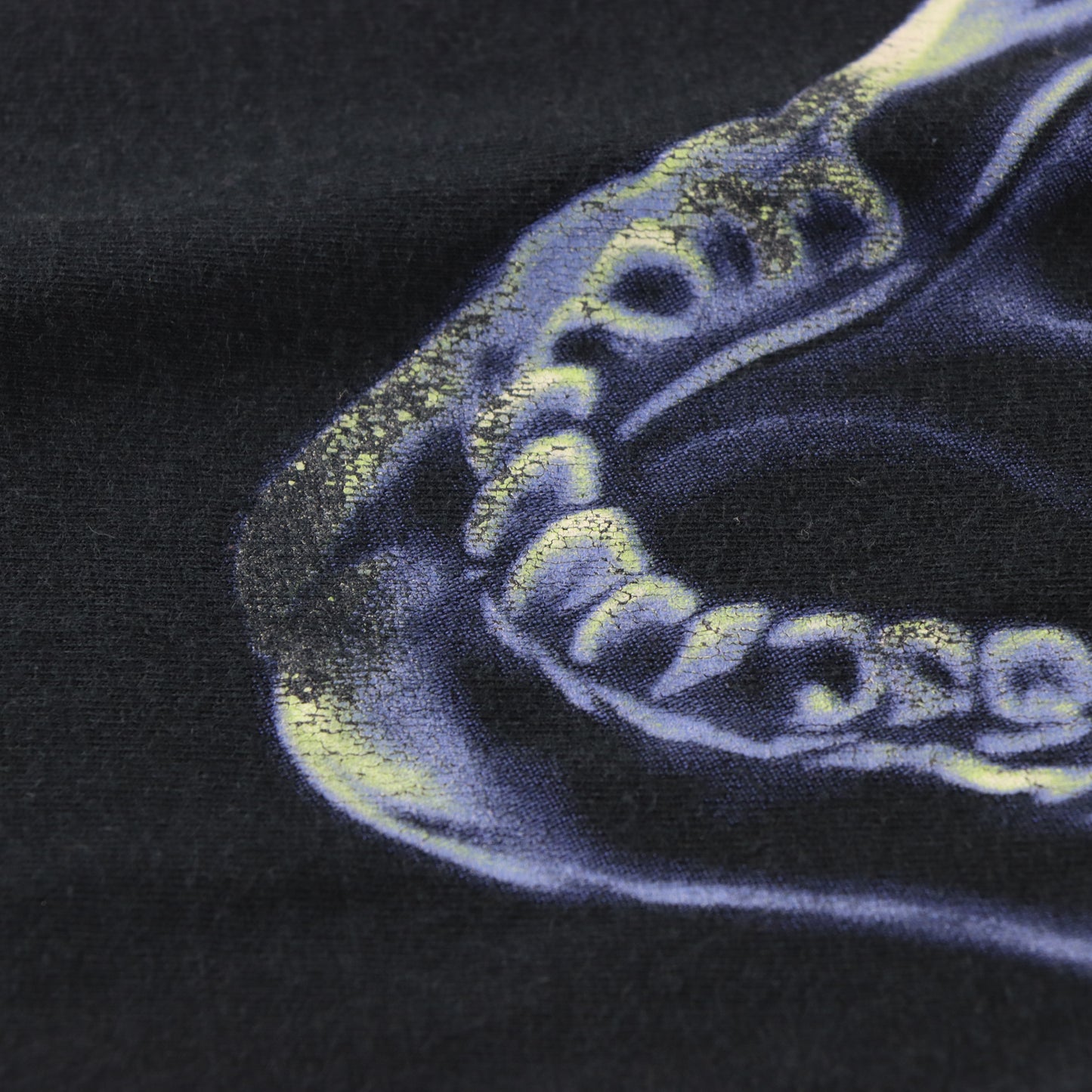 VINTAGE Glow Skull Flame Grunge Blue & Black Tee (XL)