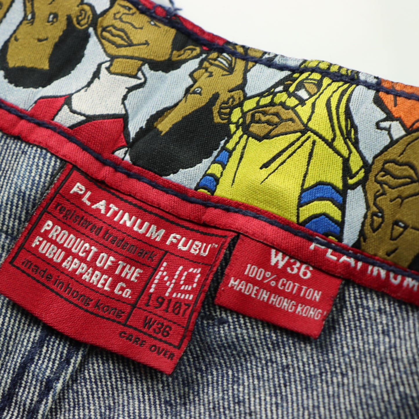 PLATINUM FUBU 'Fat Albert' Embroidered Cartoon Dark Wash Jeans (36)