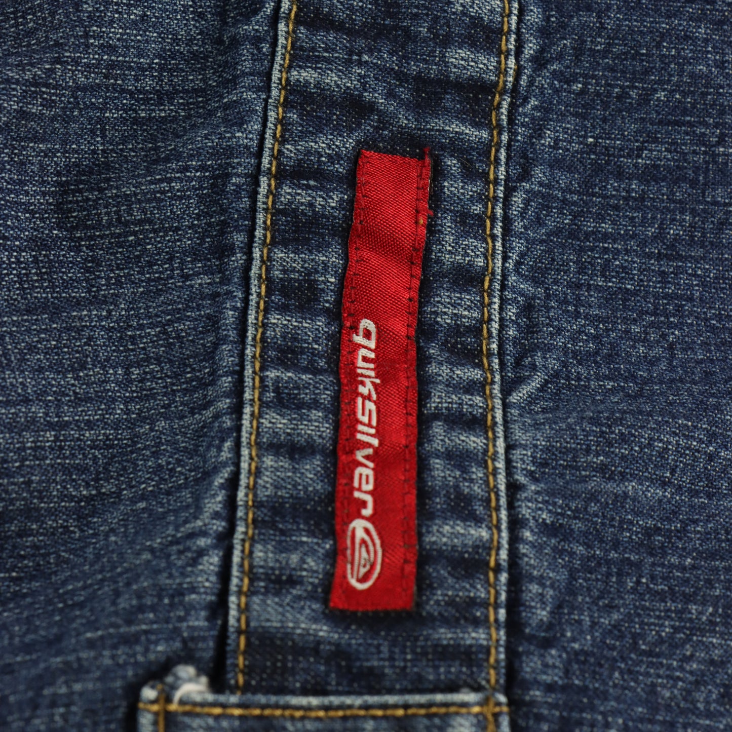 QUICKSILVER Embroidered Red Spell Out Logo Button Denim Long Overalls (L)