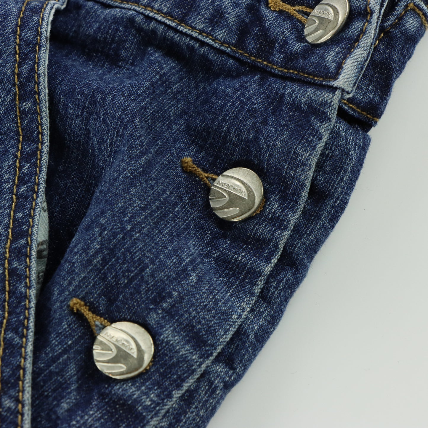 QUICKSILVER Embroidered Red Spell Out Logo Button Denim Long Overalls (L)