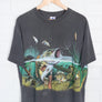Fishing Trout & Ducks Grey & Colourful All Over Animal USA Made T-Shirt (L)