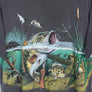 Fishing Trout & Ducks Grey & Colourful All Over Animal USA Made T-Shirt (L)