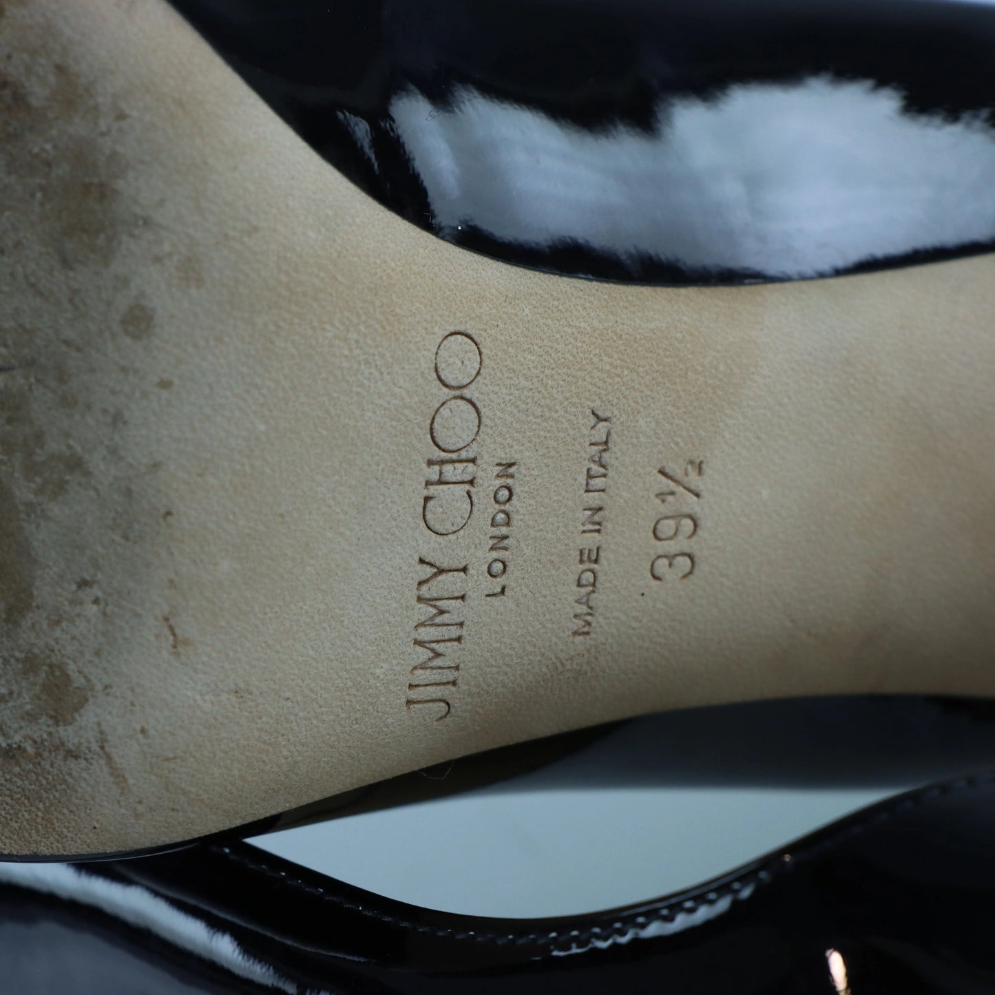 JIMMY CHOO Black Patent Italy Made Stiletto Heel (39.5) Vintage Sole Melbourne