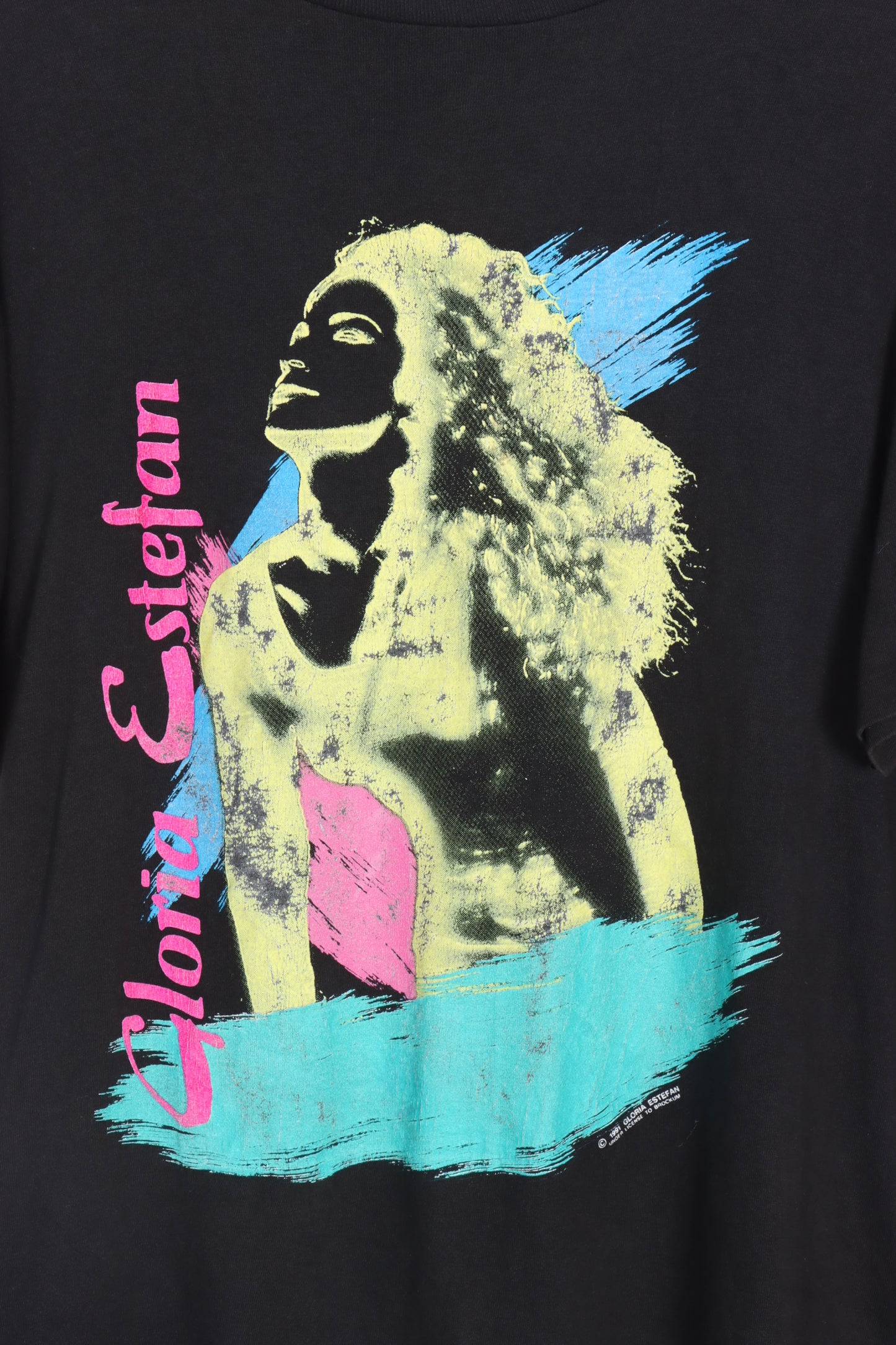 Gloria Estefan 1991 'Into The Light' Tour Yellow Front Back Single Stitch Tee USA Made (M-L)