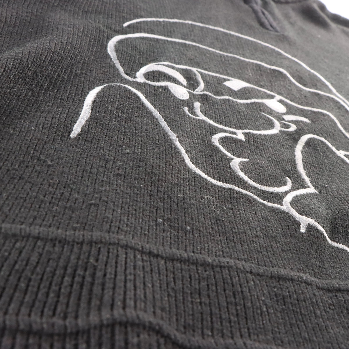 Vintage SOUTHPOLE Embroidered Face 1/4 Zip Y2K Style Black Knit Sweater (XXL) Vintage Sole Melbourne