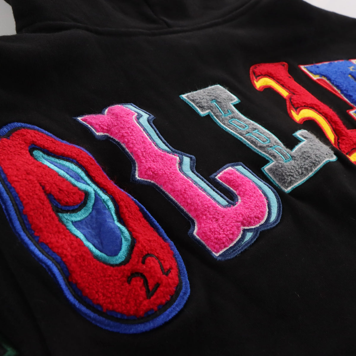 ROLLING LOUD Festival Merch Chenille Spell Out Patch Black Hoodie Sweatshirt (S) Vintage Sole Melbourne