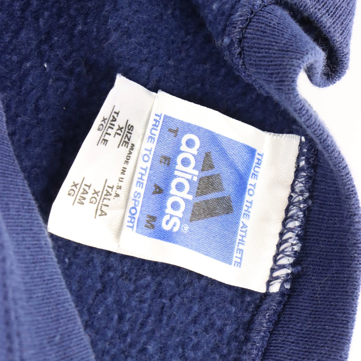 Vintage ADIDAS Navy Collar Embroidered Logo Retro USA Made Navy Sweatshirt (L-XL) Vintage Sole Melbourne