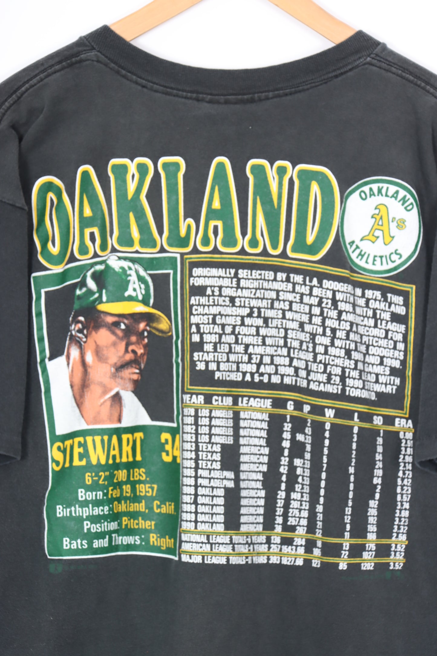 NUTMEG Oakland A's MLB Dave Stewart USA Made T-Shirt (L-XL)