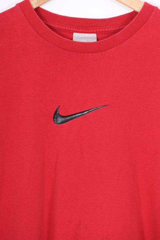 NIKE Centre Swoosh Red & Black Tee (XL) Vintage Sole Melbourne