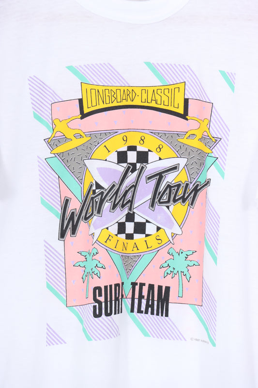 1987 Vintage Surf Team Long Board World TourVintage Tee (S-M)