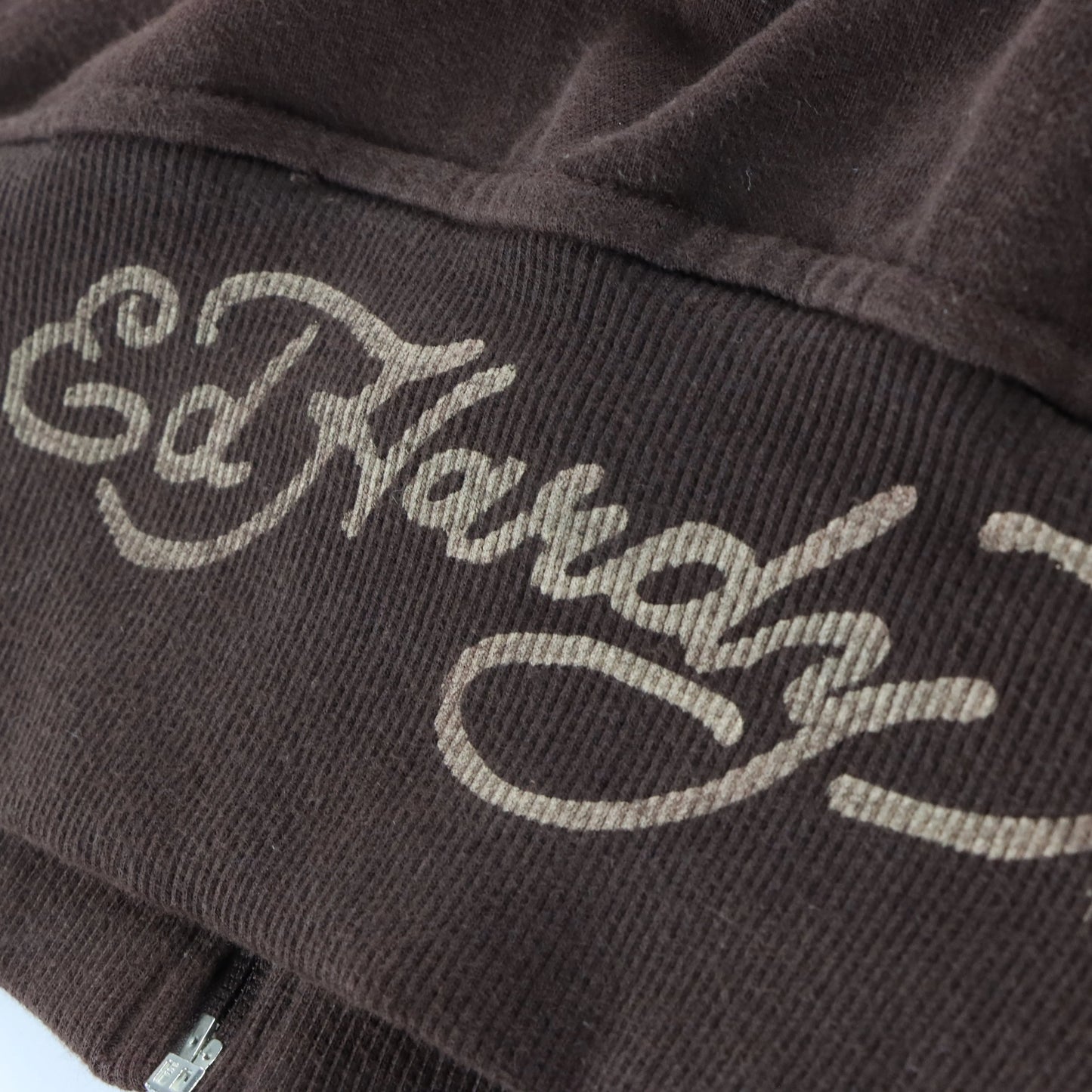 Vintage ED HARDY Embroidered Tiger Y2K Style Brown Hoodie Sweatshirt (S-M) Vintage Sole Melbourne