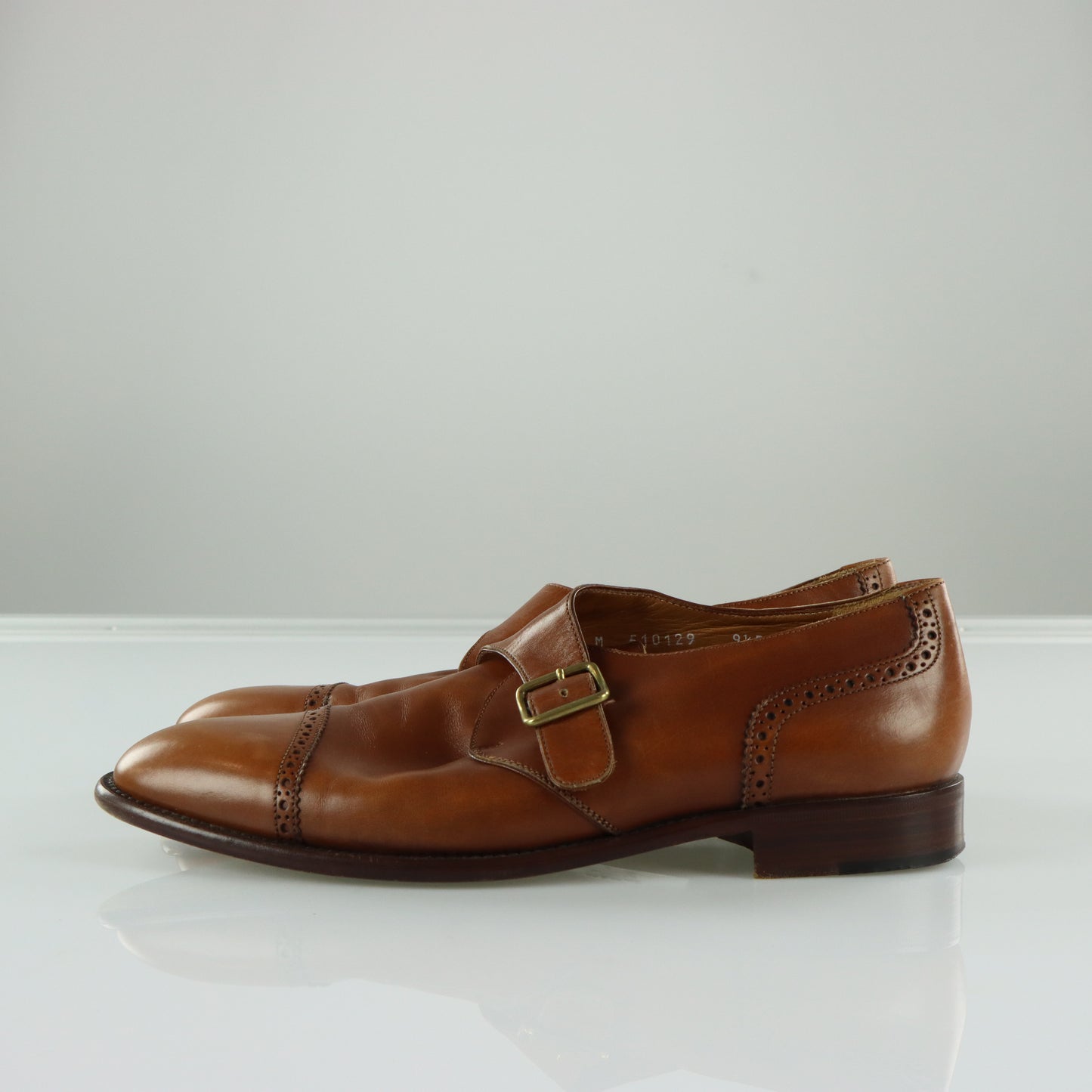 RALPH LAUREN POLO Brown Oxford Monk Strap Leather Shoes (9.5)