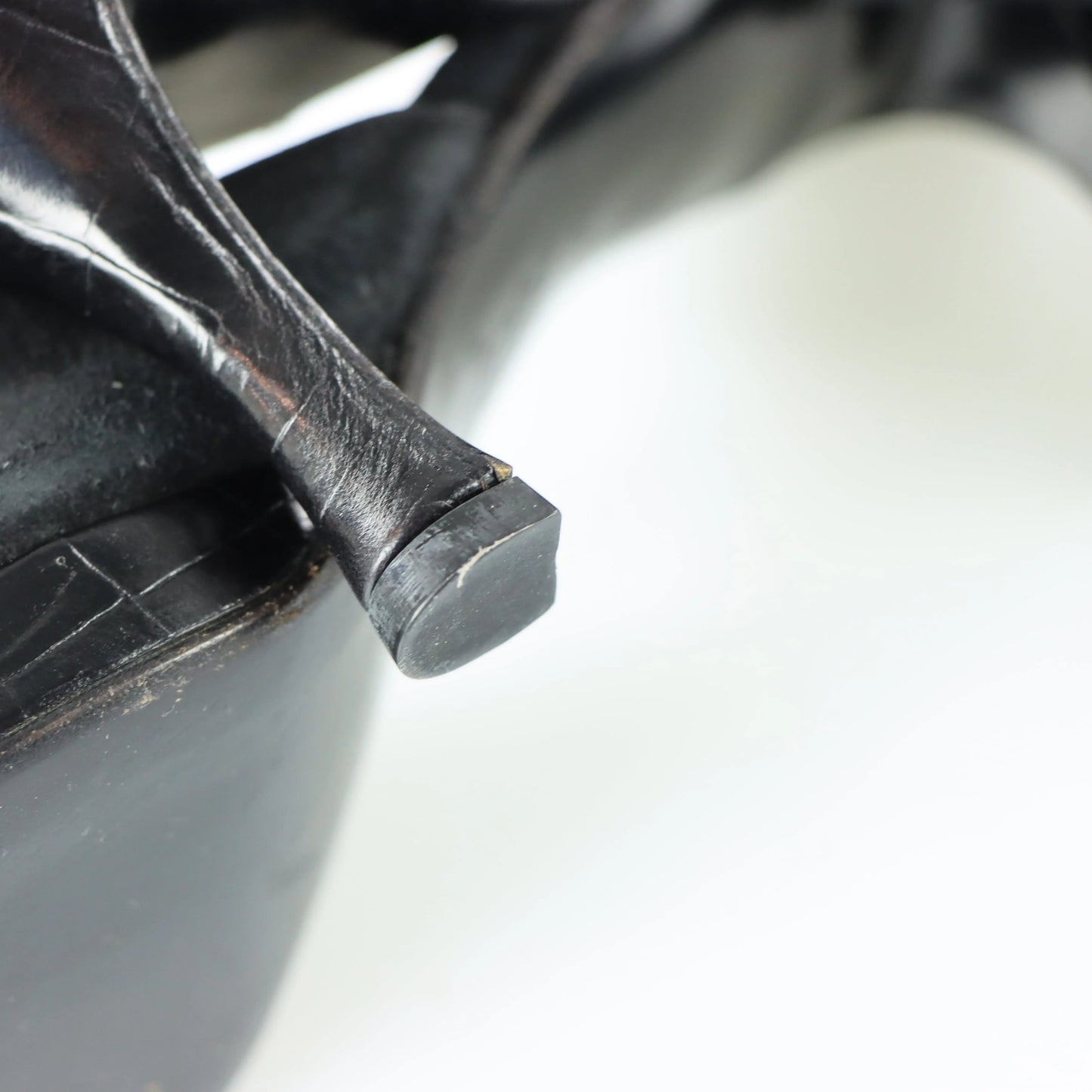 EMPORIO ARMANI Suede & Croc Italy Made Black Round Toe Heels (39) Vintage Sole Melbourne