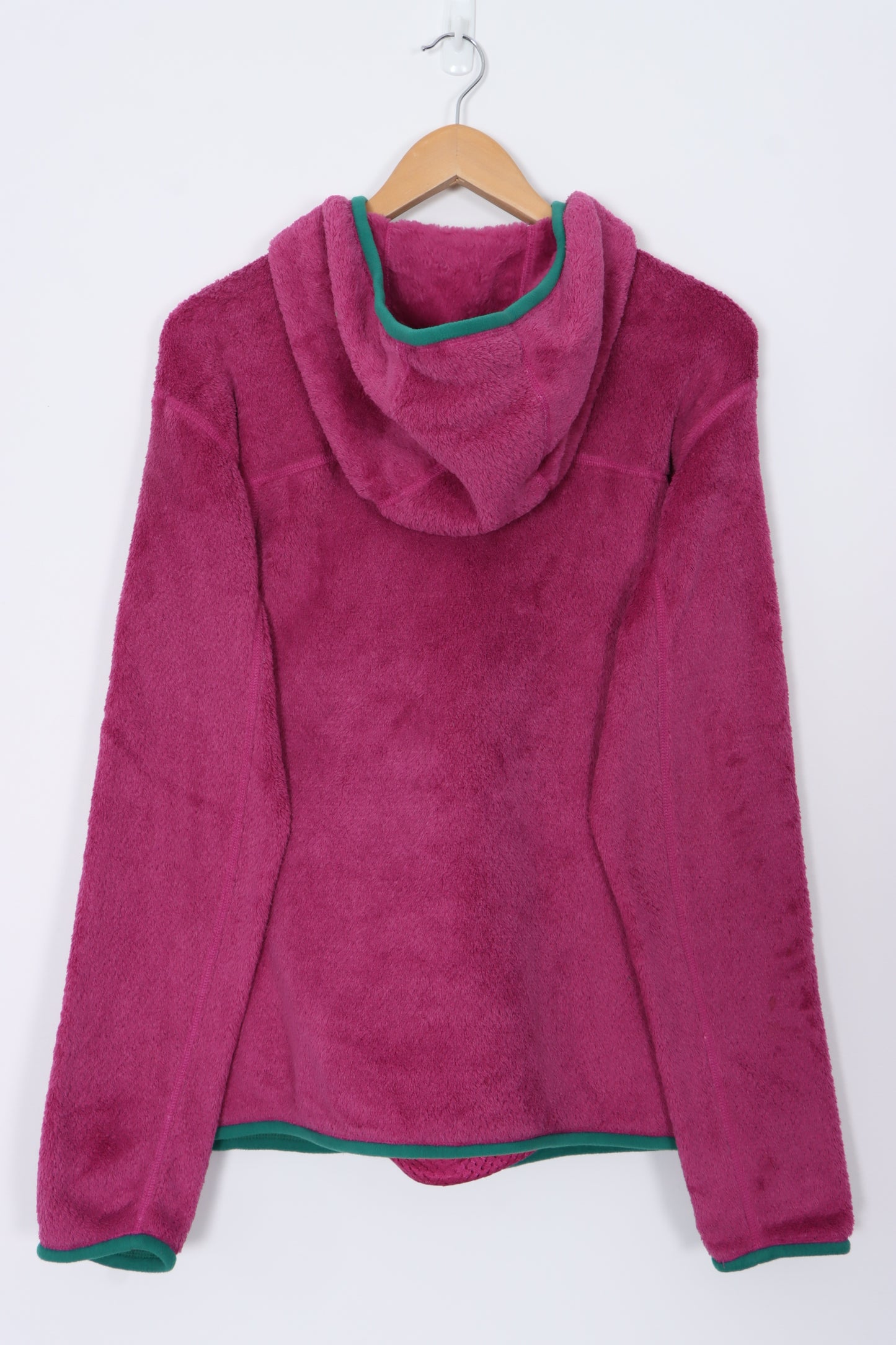 PATAGONIA Hooded 'Re-Tool' 1/4 Snap Purple Green Fleece Sweatshirt (L)