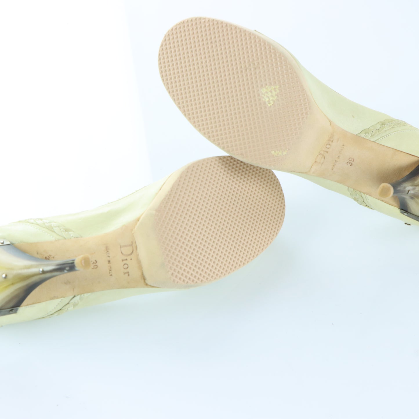 DIOR Beige Whip Stitch Bow Beige Tortoise Heels (39)
