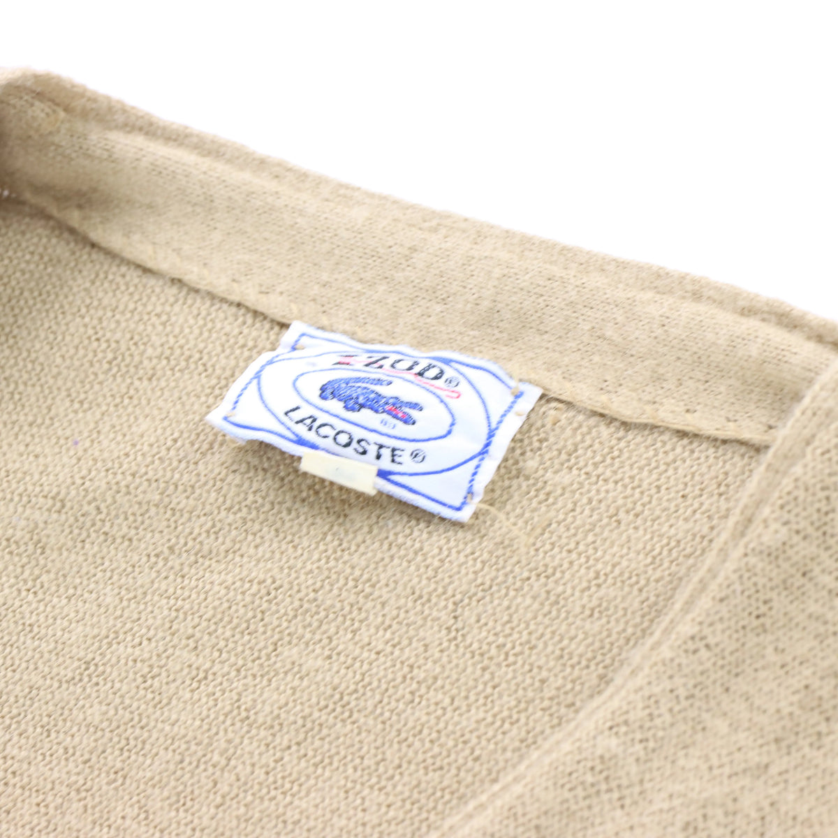 Vintage LACOSTE IZOD Classic Embroidered Crocodile Beige Knit Cardigan (L) Vintage Sole Melbourne