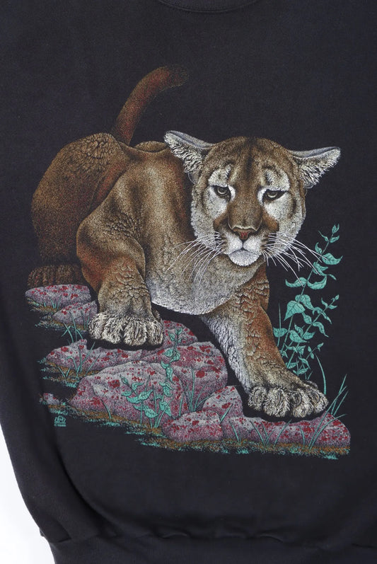 Mountain Lion Nature Wildlife Sweatshirt USA Made (S-M) Vintage Sole Melbourne