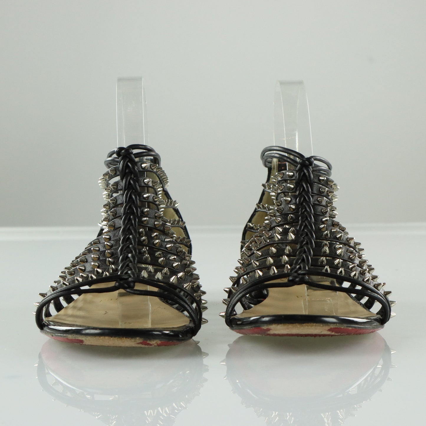 CHRISTIAN LOUBOUTIN Italian Made 'Millaclou' Spike Studded Strappy Flat Sandals (36.5)