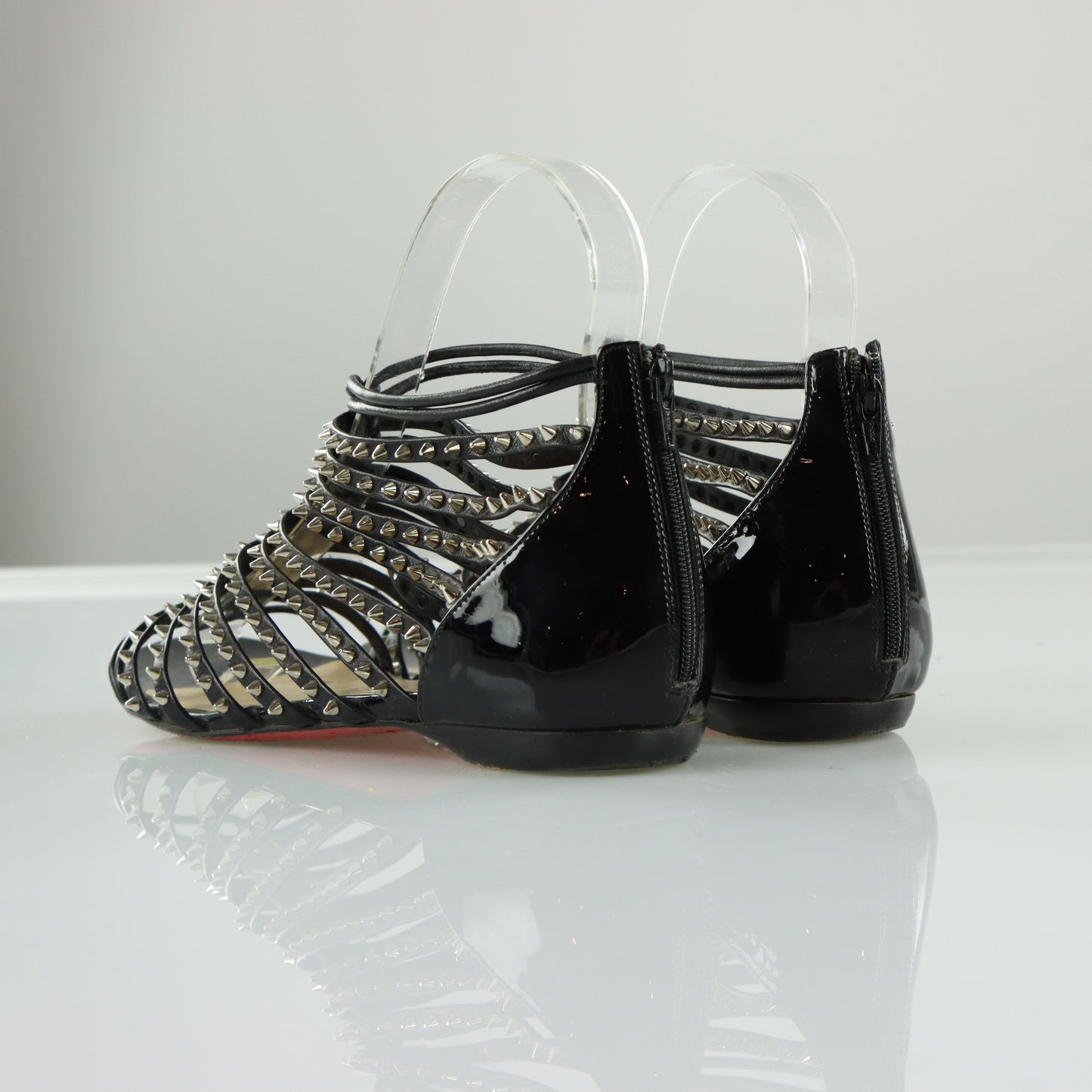 CHRISTIAN LOUBOUTIN Italian Made 'Millaclou' Spike Studded Strappy Flat Sandals (36.5)