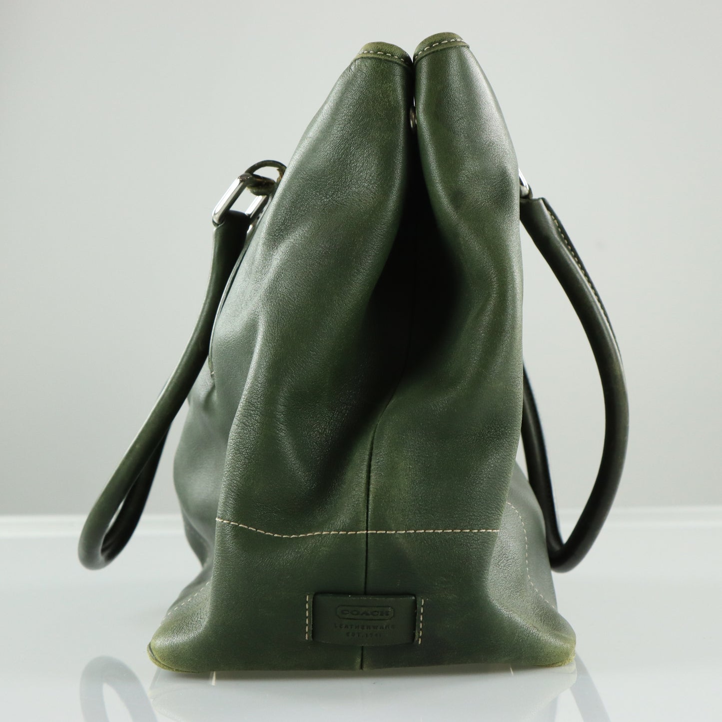 COACH Vintage Forest Green Leather 'Hampton' Large Tote Bag