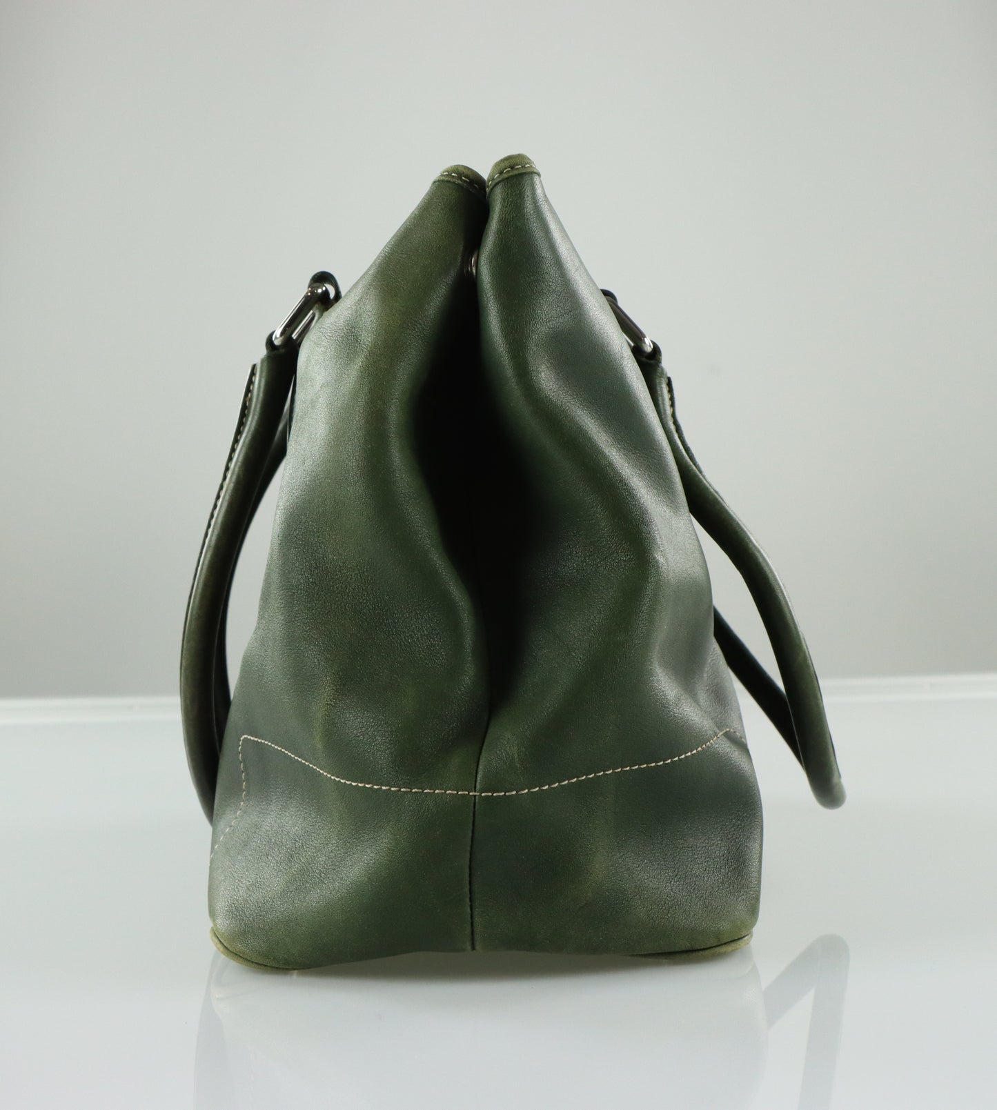 COACH Vintage Forest Green Leather 'Hampton' Large Tote Bag