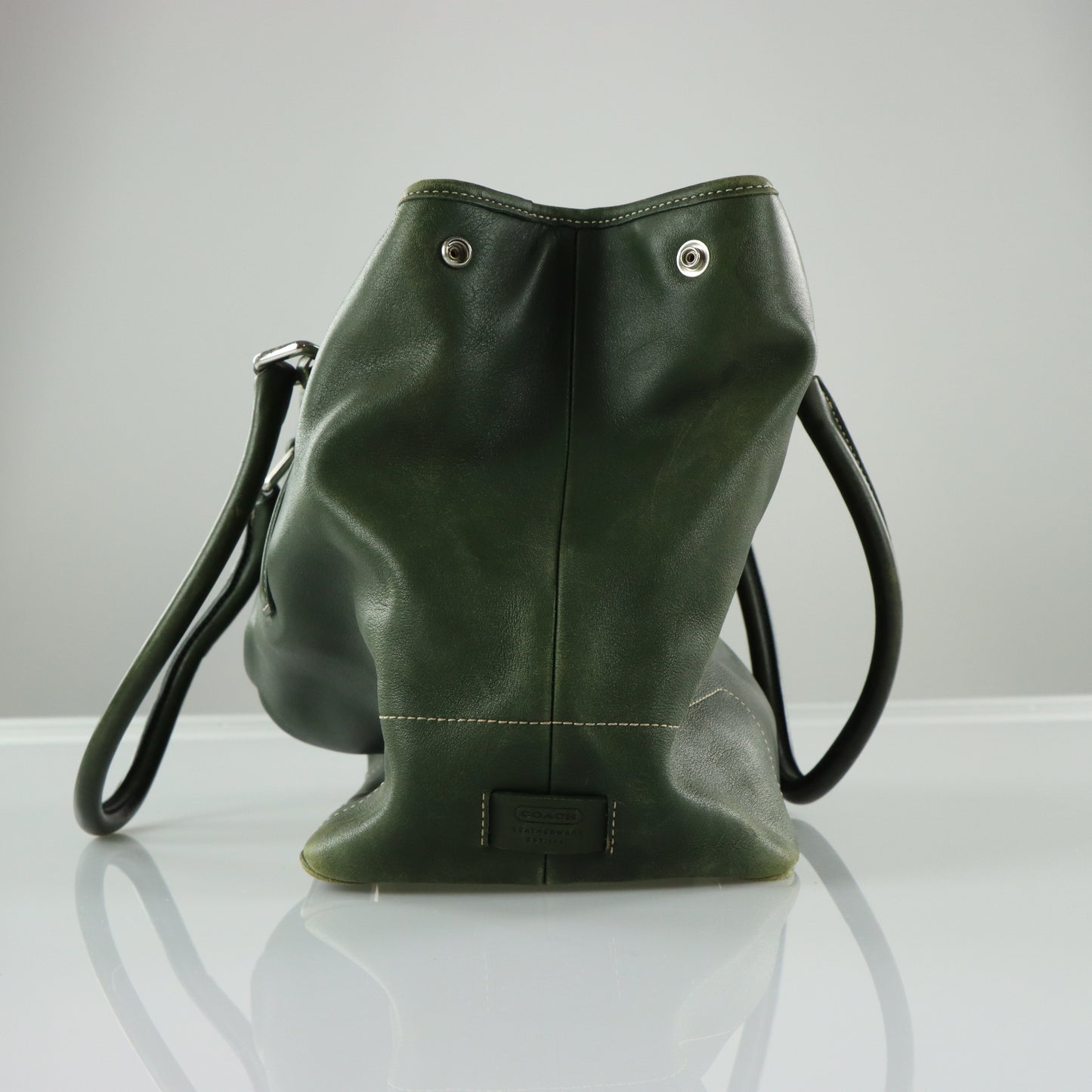 COACH Vintage Forest Green Leather 'Hampton' Large Tote Bag