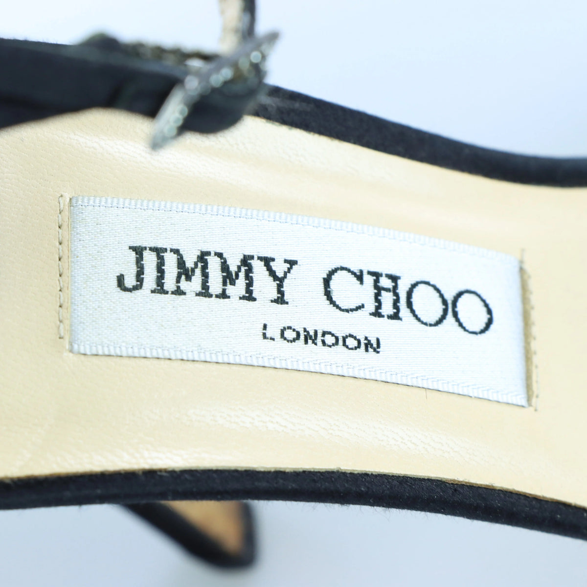 JIMMY CHOO Black Satin 'Macy' Adjustable Strap Stiletto Sandal Heels Italian Made (39) Vintage Sole Melbourne
