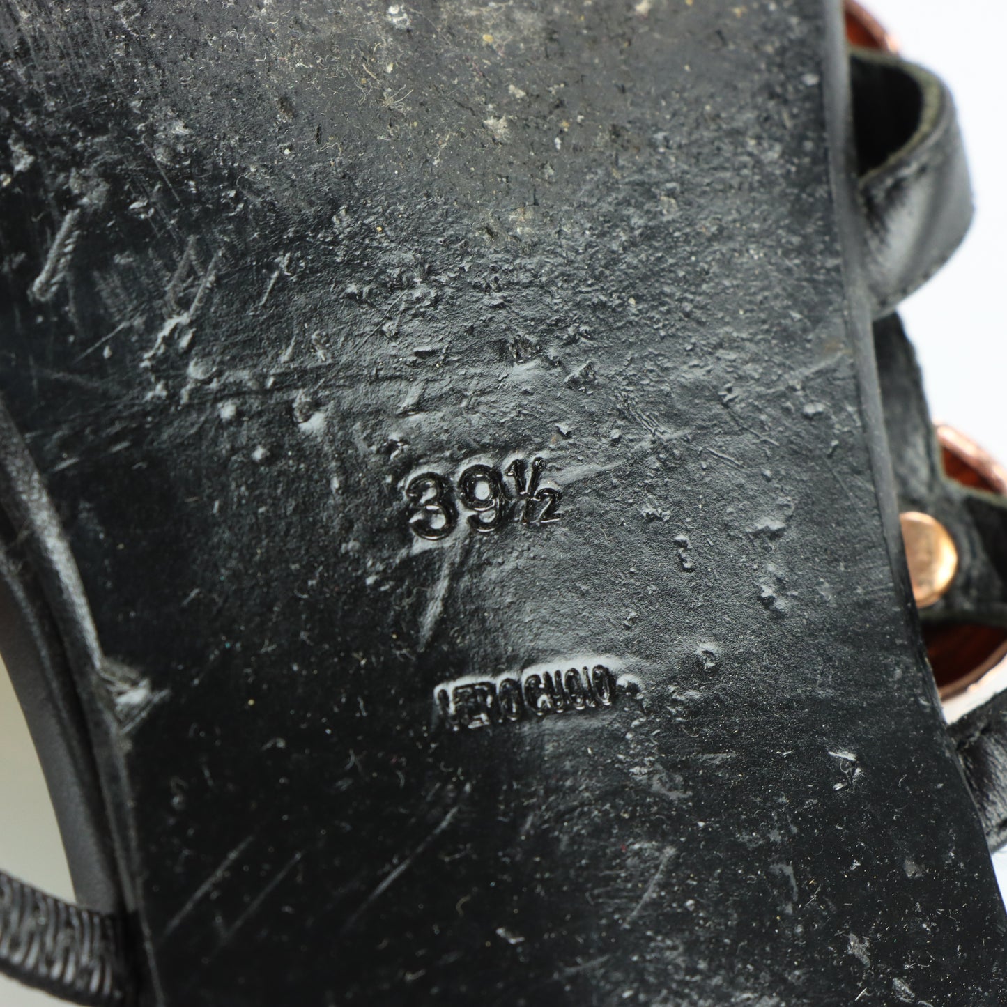 ALEXANDER WANG Black & Rose Gold Studded 'Amelia' Leather Sandals (39.5)